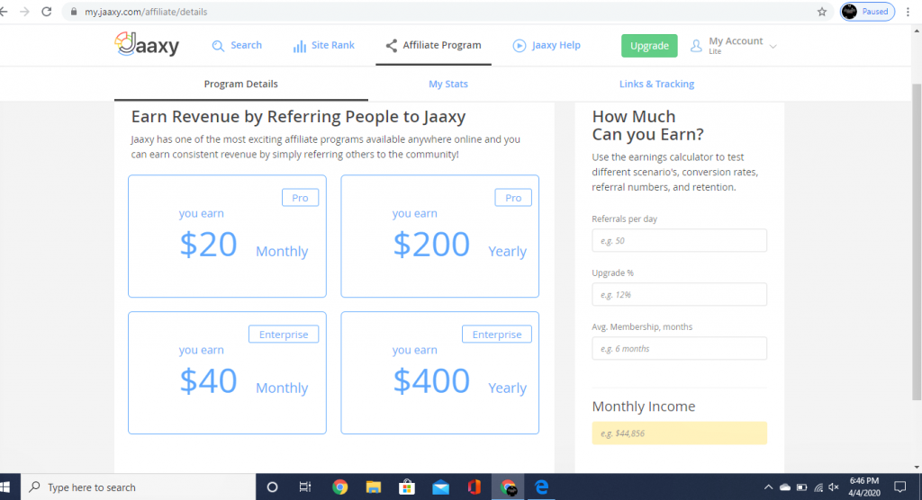 Jaaxy Affiliate Program: How Much I will Earn?